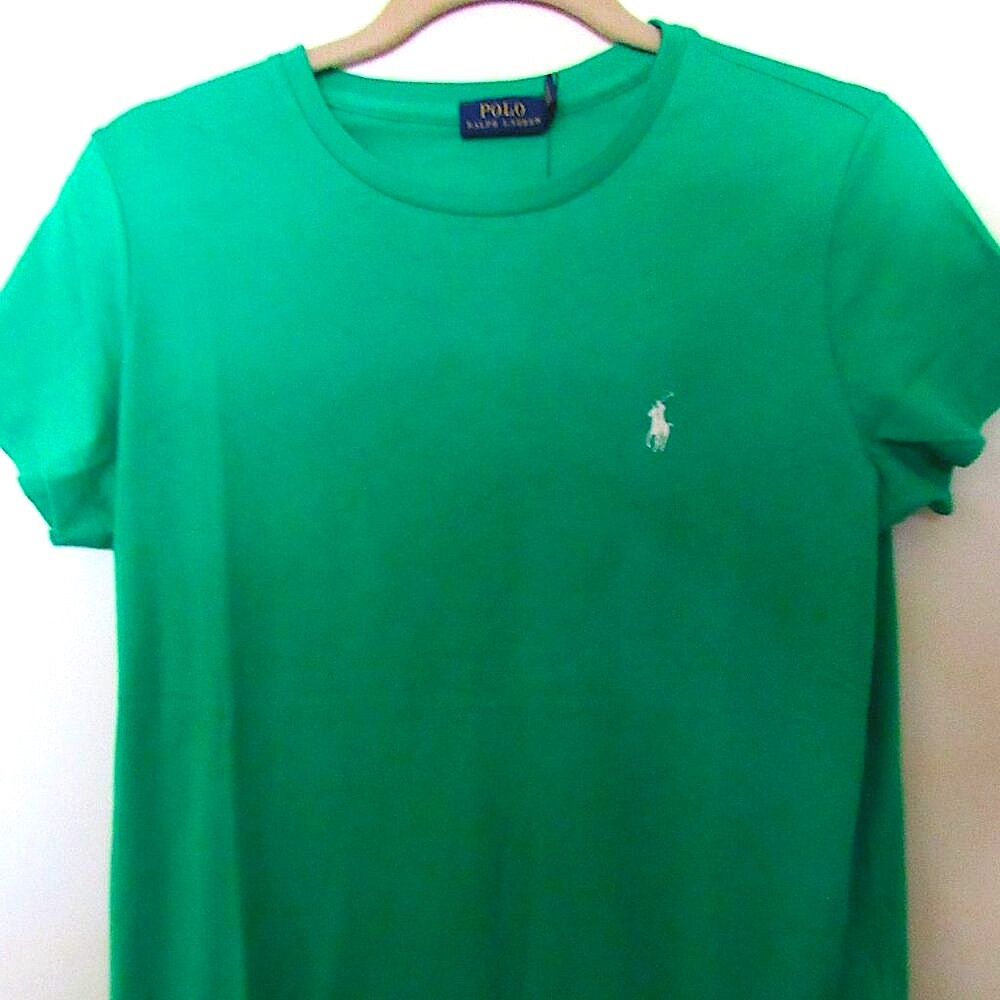 POLO RALPH LAUREN Boys Jersey Crew Tee Medium Size 10-12  Green 100% Cotton